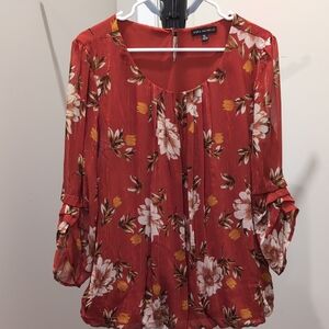 Sara Michelle Red Floral Blouse